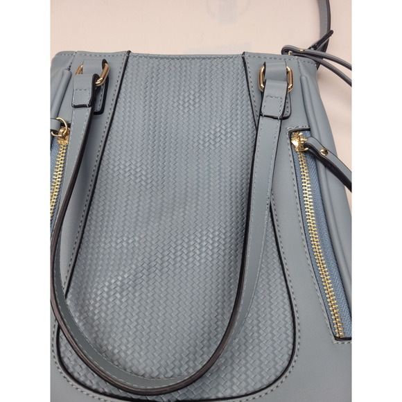 Simply Noelle Purse Handbag Crossbody Blue Woven Vegan Leather Zipper Adjustable - Picture 10 of 14
